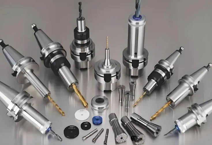 CNC milling machine cutting metal parts